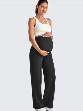 Maternity Wide-Leg Pull-On Pants - Black